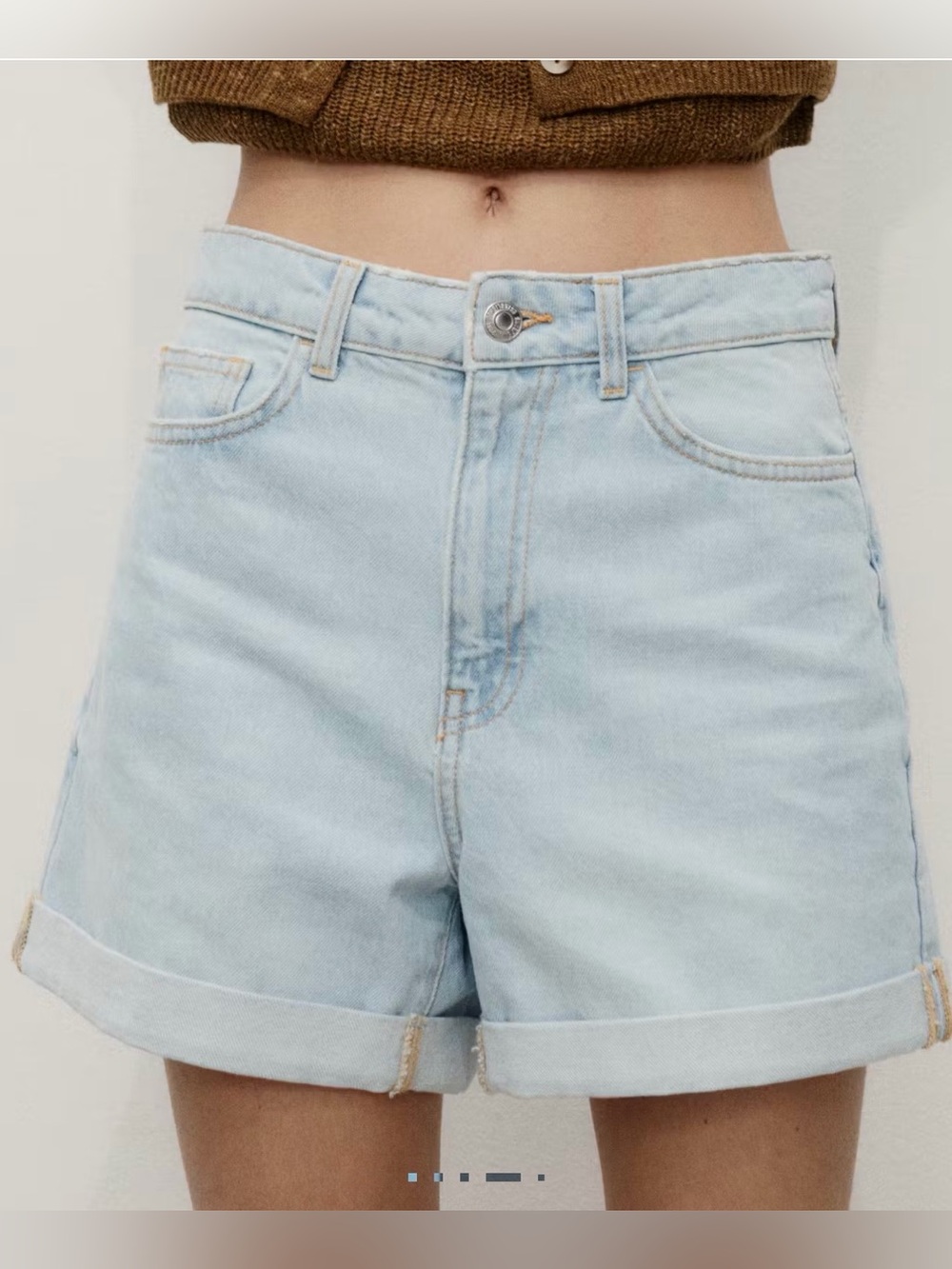 Mango Mom80 Light Wash Rolled-Hem Denim Shorts
